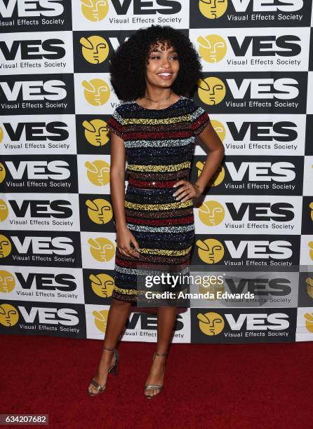 Actress Yara Shahidi arrives at the 15th Annual Visual Effects Society Awards at The Beverly Hilton Hotel on February 7, 2017 in Beverly Hills,...