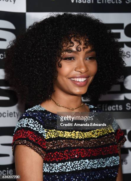 Actress Yara Shahidi arrives at the 15th Annual Visual Effects Society Awards at The Beverly Hilton Hotel on February 7, 2017 in Beverly Hills,...