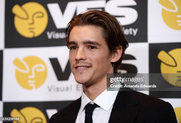 Actor Brenton Thwaites arrives at the 15th Annual Visual Effects Society Awards at The Beverly Hilton Hotel on February 7, 2017 in Beverly Hills,...