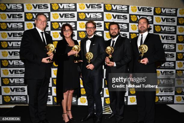 Robert Legato, Joyce Cox, Andrew R. Jones, Adam Valdez and JD Schwalm attend the 15th Annual Visual Effects Society Awards at The Beverly Hilton...