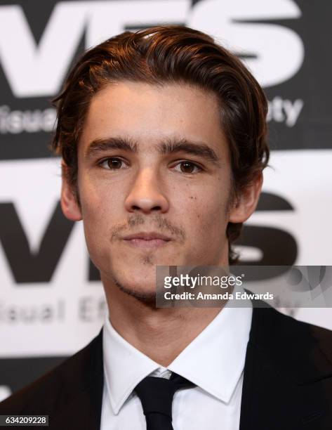 Actor Brenton Thwaites arrives at the 15th Annual Visual Effects Society Awards at The Beverly Hilton Hotel on February 7, 2017 in Beverly Hills,...
