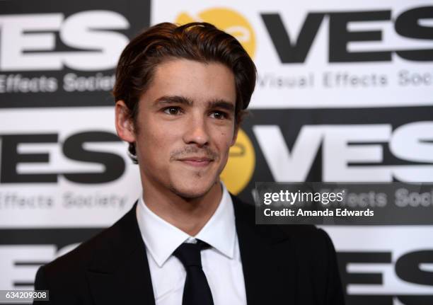 Actor Brenton Thwaites arrives at the 15th Annual Visual Effects Society Awards at The Beverly Hilton Hotel on February 7, 2017 in Beverly Hills,...