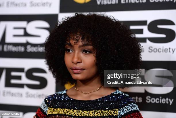 Actress Yara Shahidi arrives at the 15th Annual Visual Effects Society Awards at The Beverly Hilton Hotel on February 7, 2017 in Beverly Hills,...