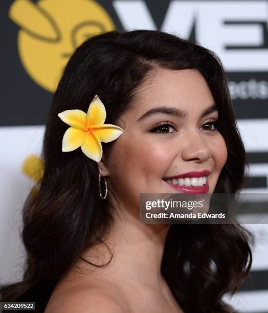 Actress Auli'i Cravalho arrives at the 15th Annual Visual Effects Society Awards at The Beverly Hilton Hotel on February 7, 2017 in Beverly Hills,...