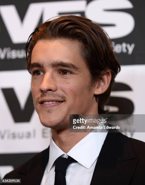 Actor Brenton Thwaites arrives at the 15th Annual Visual Effects Society Awards at The Beverly Hilton Hotel on February 7, 2017 in Beverly Hills,...