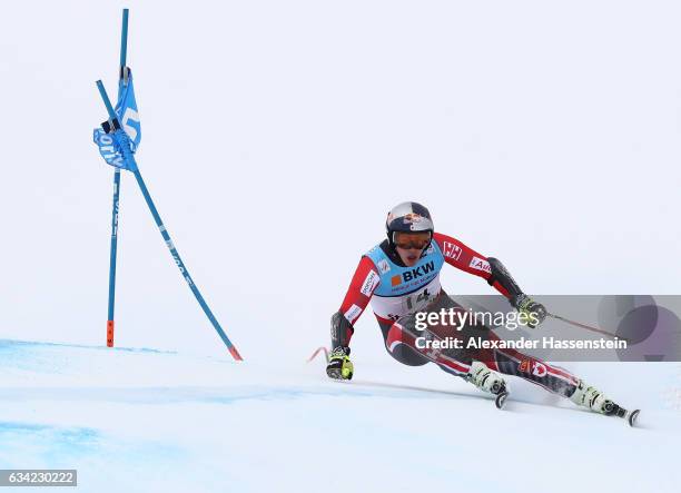 Erik Guay of Canada competes during the Men's Super G during the FIS Alpine World Ski Championships on February 8, 2017 in St Moritz, Switzerland.