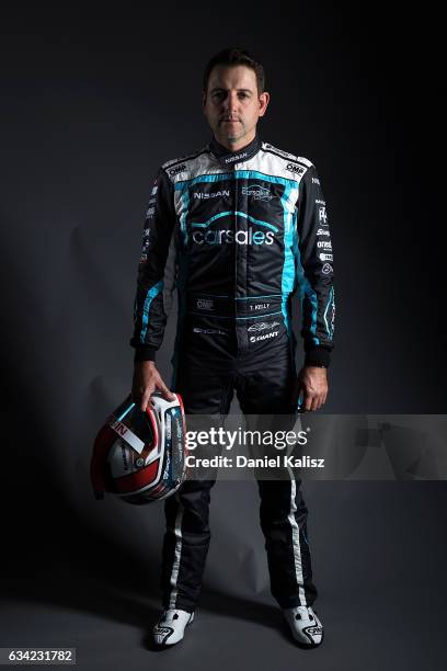 Todd Kelly driver of the Carsales Racing Nissan Altima poses during a portrait session during the 2017 Supercars media day on February 8, 2017 in...