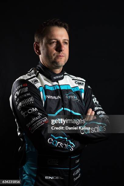 Todd Kelly driver of the Carsales Racing Nissan Altima poses during a portrait session during the 2017 Supercars media day on February 8, 2017 in...