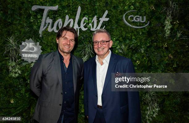 John Polson and Don Harwin NSW Arts Minister at Tropfest Opening Night at Old Government House, Parramatta on February 8, 2017 in Sydney, Australia.