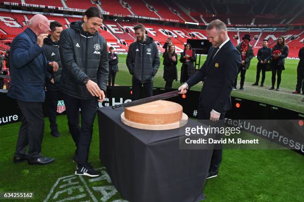 Jean-Claude Biver, TAG Heuer CEO and President of the LVMH Watch Division, Ander Herrera, Zlatan Ibrahimovic, David De Gea and Wayne Rooney attend...