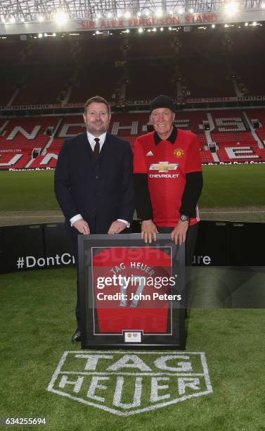 Group Managing Director Richard Arnold of Manchester United and Jean-Claude Biver of Tag Heuer attend the launch of a TAG Heuer Special Edition...