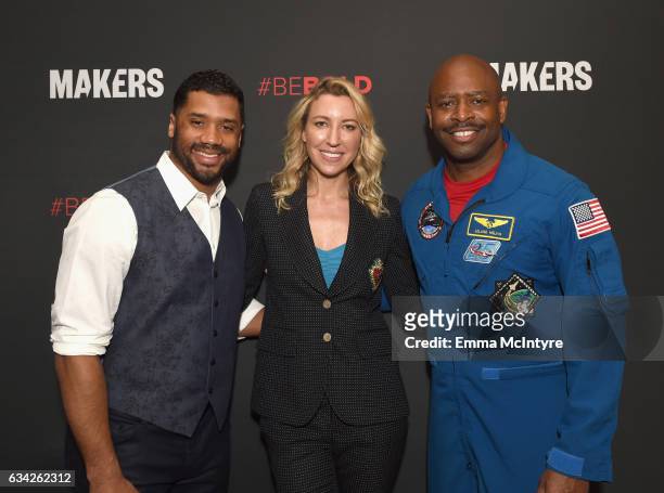 Player Russell Wilson, Founder & CEO, Friends At Work Ty Stiklorius, astronaut Leland Melvin attend The 2017 MAKERS Conference Day 3 at Terranea...