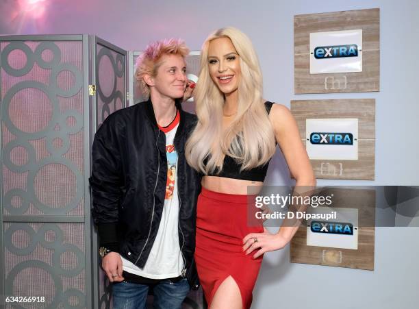 Nats Getty and Gigi Gorgeous visit "Extra" on February 8, 2017 in New York City.