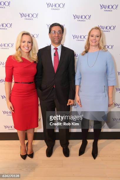 Julia La Roche, Managing director Bank of America Surya Kolluri and managing director Morgan Stanley Hilary Irby attend the Yahoo Finance All Markets...