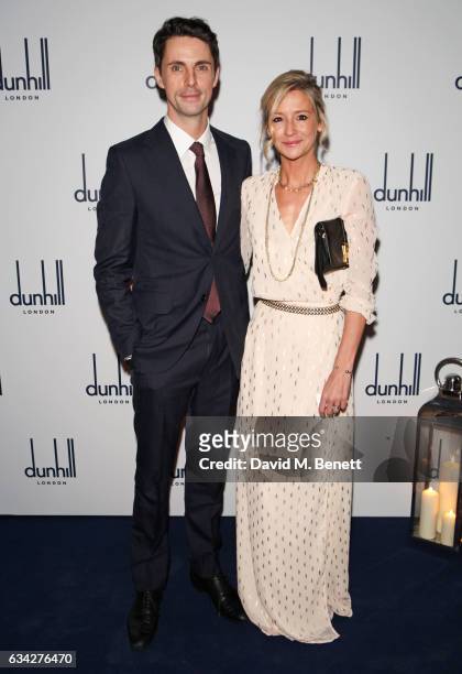 Matthew Goode, wearing dunhill, and Sophie Dymoke attend the dunhill and Dylan Jones pre-BAFTA dinner and cocktail reception celebrating Gentlemen in...