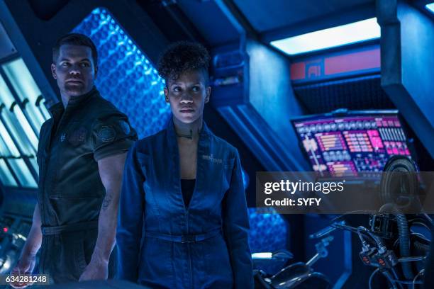 Home" Episode 205 -- Pictured: Wes Chatham as Amos Burton, Dominique Tipper as Naomi Nagata --