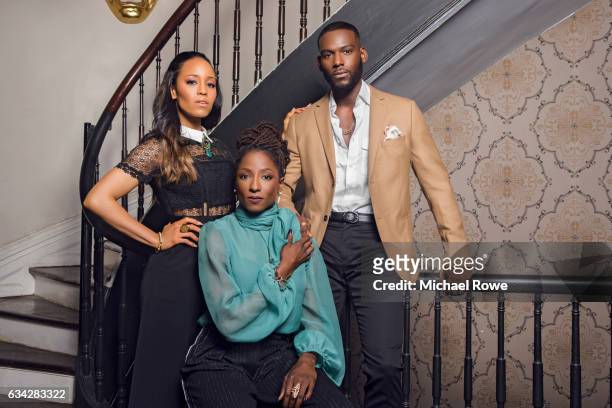 Actors Rutina Wesley, Kofi Siriboe and Dawn-Lyen Gardner of the cast Queen Sugar for Essence Magazine on July 1, 2016 in New Orleans, Louisiana.