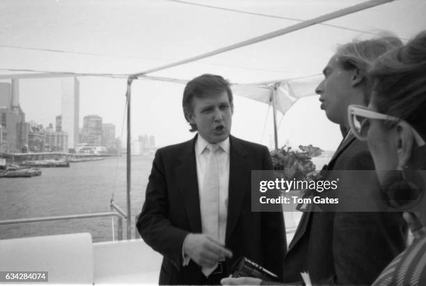 Business man Donald Trump and his wife Ivana Trump introduce the press to preview the recently refurbished 300 foot yacht, The Trump Princess, which...