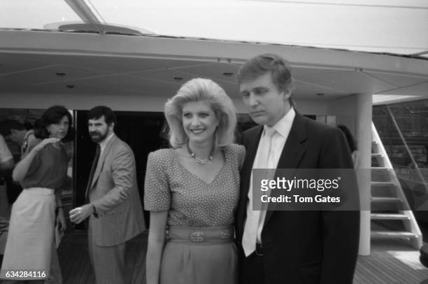 Business man Donald Trump and his wife Ivana Trump introduce the press to preview the recently refurbished 300 foot yacht, The Trump Princess, which...