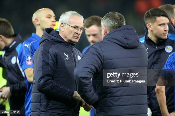 Manager Claudio Ranieri of Leicester City with assistant manager Craig Shakespeare of Leicester City during the Emirates FA Cup Fourth Round Replay...