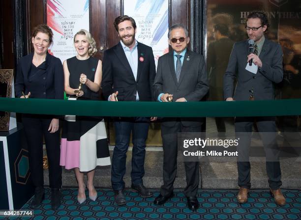 Julie Menin, Annaleigh Ashford, Jake Gyllenhaal, Kwek Leng Beng, and Eric Paris attend the Hudson Theatre Re-Opening Ribbon Cutting at Hudson Theatre...