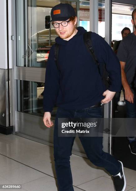 Ed Sheeran pictured at Sydney airport on February 8, 2017 in Sydney, Australia.