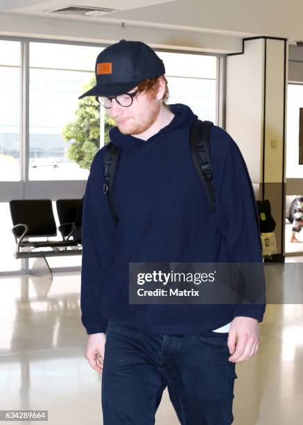 Ed Sheeran pictured at Sydney airport on February 8, 2017 in Sydney, Australia.