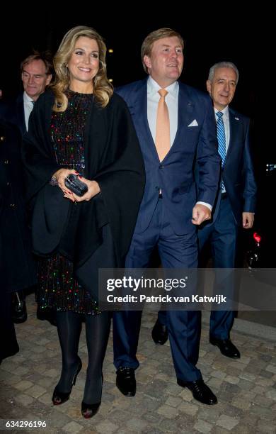 King Willem-Alexander and Queen Maxima of The Netherlands attend an trade dinner in the Kongresshalle am Zoo during their 4 day visit to Germany on...