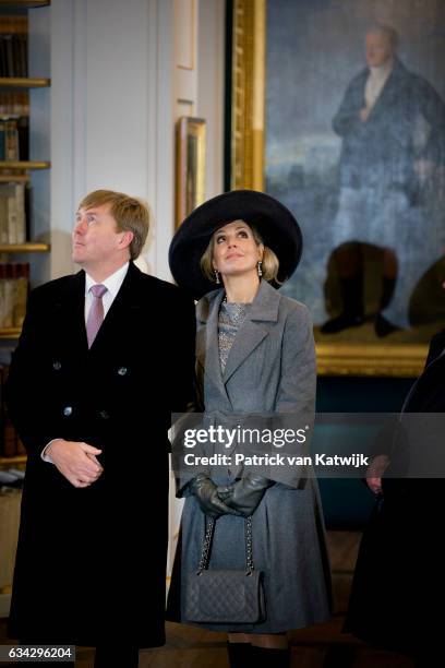 King Willem-Alexander and Queen Maxima of The Netherlands visit the Hertogin Anna Amalia Bibliotheek during their 4 day visit to Germany on February...