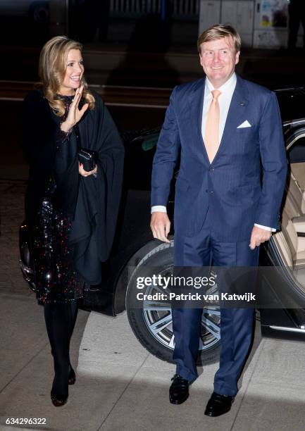 King Willem-Alexander and Queen Maxima of The Netherlands attend an trade dinner in the Kongresshalle am Zoo during their 4 day visit to Germany on...