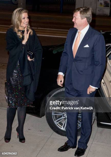 King Willem-Alexander and Queen Maxima of The Netherlands attend an trade dinner in the Kongresshalle am Zoo during their 4 day visit to Germany on...