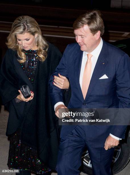 King Willem-Alexander and Queen Maxima of The Netherlands attend an trade dinner in the Kongresshalle am Zoo during their 4 day visit to Germany on...