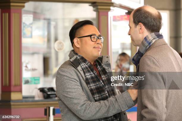 Wellness Fair" Episode 216 -- Pictured: Nico Santos as Mateo, Michael Bunin as Jeff --