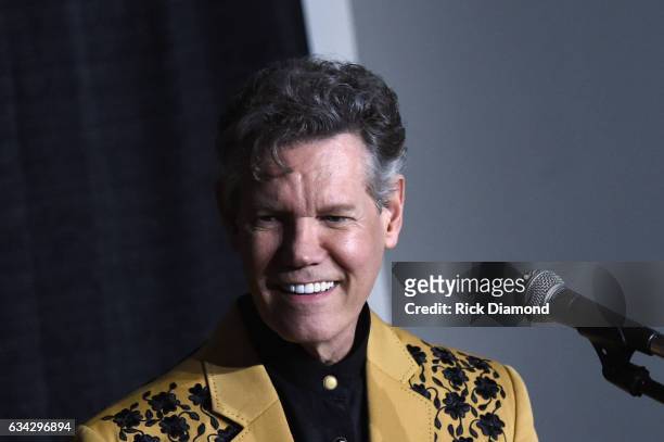 Randy Travis speaks at a press conference during 1 Night. 1 Place. 1 Time: A Heroes & Friends Tribute to Randy Travis at Bridgestone Arena on...