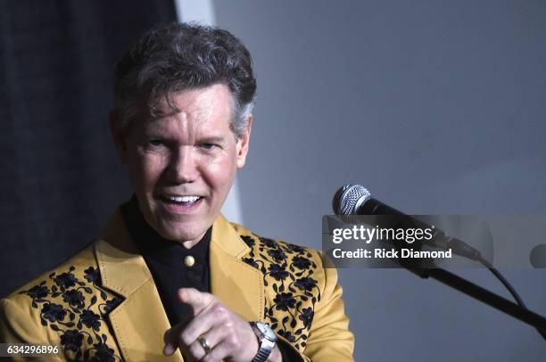 Randy Travis speaks at a press conference during 1 Night. 1 Place. 1 Time: A Heroes & Friends Tribute to Randy Travis at Bridgestone Arena on...