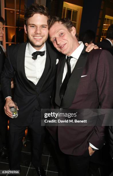 Jeremy Irvine and Jason Flemyng attend the dunhill and Dylan Jones pre-BAFTA dinner and cocktail reception celebrating Gentlemen in Film at Bourdon...