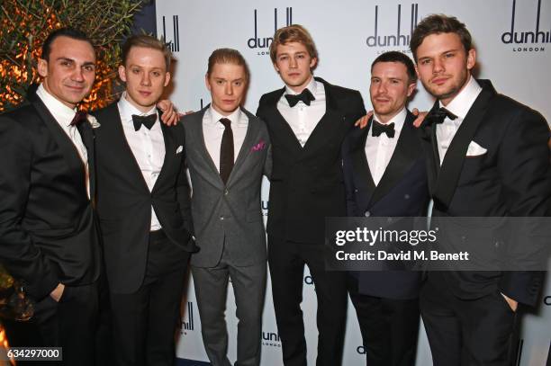 Henry Lloyd-Hughes, Joe Cole, Freddie Fox, Joe Alwyn, Joe Dempsie and Jeremy Irvine attend the dunhill and Dylan Jones pre-BAFTA dinner and cocktail...