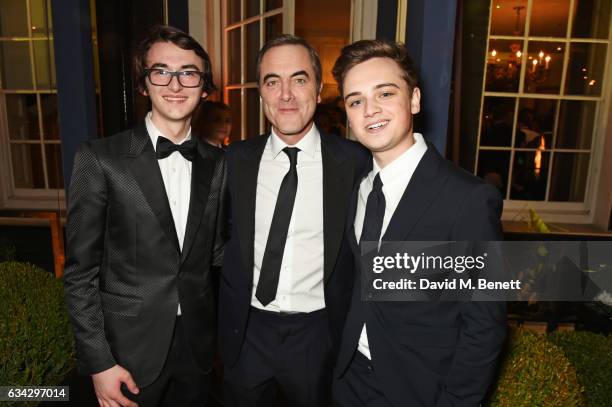 Isaac Hempstead Wright, James Nesbitt and Dean-Charles Chapman attend the dunhill and Dylan Jones pre-BAFTA dinner and cocktail reception celebrating...