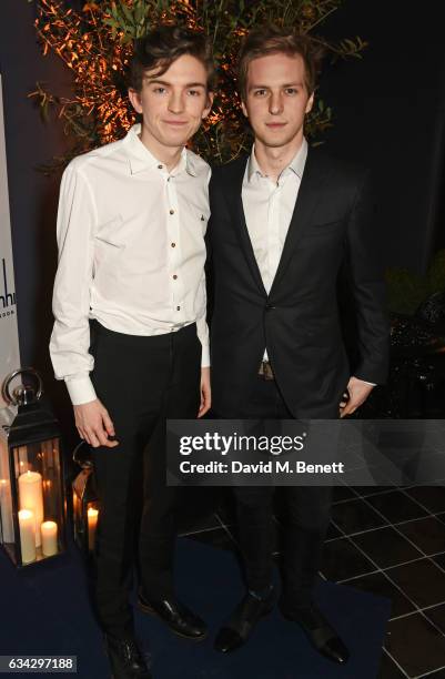 Bill Milner and guest attend the dunhill and Dylan Jones pre-BAFTA dinner and cocktail reception celebrating Gentlemen in Film at Bourdon House on...