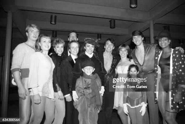 Skaters Christopher Dean and Jayne Torvill of the ice skating duo Torvill and Dean , Scott Hamilton , Peggy Fleming and Dorothy Hamill attend the...