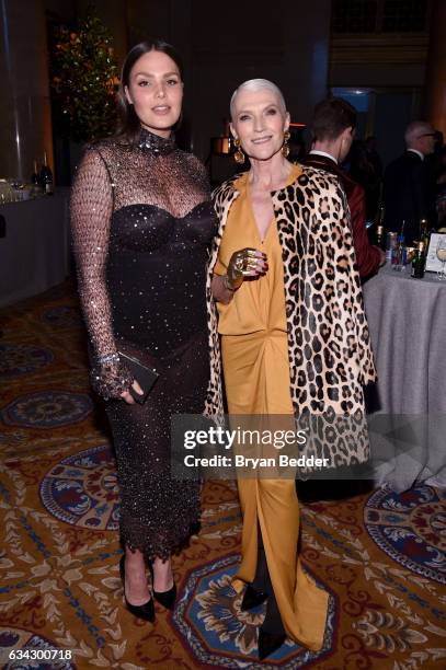 Models Candice Huffine and Maye Musk attends as Moet & Chandon Toasts to the amfAR New York Gala At Cipriani Wall Street at Cipriani Wall Street on...