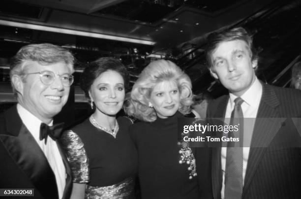 Executive Gary Pudney, Joanna Carson, businessman Donald Trump and his wife Ivana Trump at Trump Tower's Harry Winston Salon for the book "Circle of...