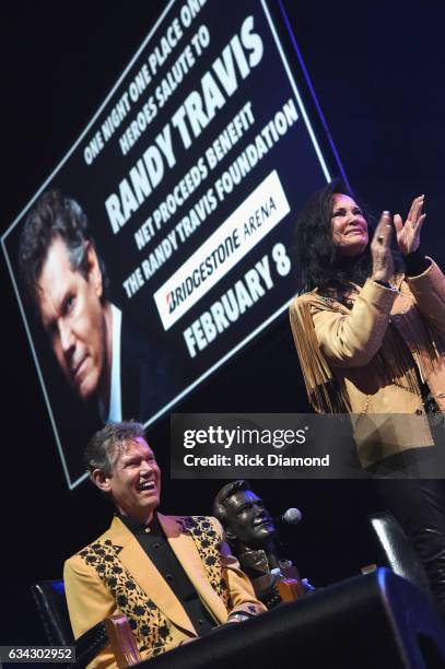 Randy Travis and Mary Travis during 1 Night. 1 Place. 1 Time: A Heroes & Friends Tribute to Randy Travis at Bridgestone Arena on February 8, 2017 in...