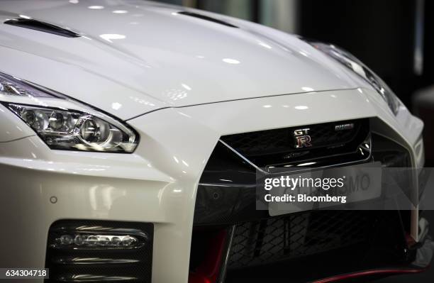 The Nissan Motor Co. GT-R Nismo vehicle sits displayed at the company's Nissan Crossing showroom in the Ginza district of Tokyo, Japan, on Wednesday,...