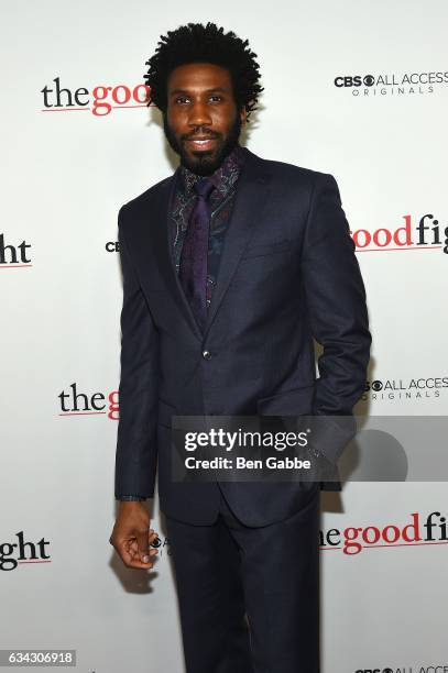 Nyambi Nyambi attends the "The Good Fight" World Premiere at Jazz at Lincoln Center on February 8, 2017 in New York City.