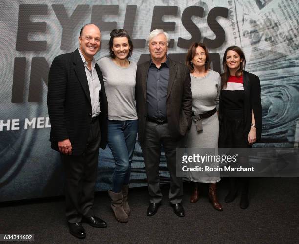 Morris S. Levy, Alison Bailes, Robert Magid, Ruth Magid and Julie Hazan attend Eyeless In Gaza NYC Premiere Screening on February 8, 2017 in New York...