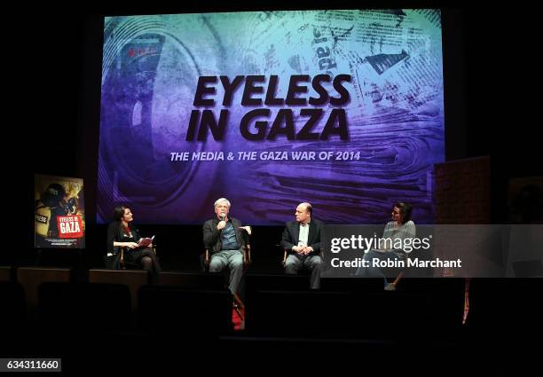 Julie Hazan, Robert Magid, Morris S. Levy, and Alison Bailes attend Eyeless In Gaza NYC Premiere Screening on February 8, 2017 in New York City.
