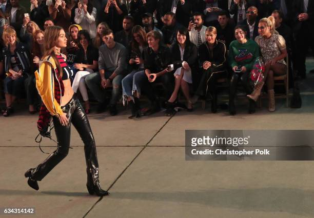 Model Gigi Hadid walks the runway at the TommyLand Tommy Hilfiger Spring 2017 Fashion Show on February 8, 2017 in Venice, California.