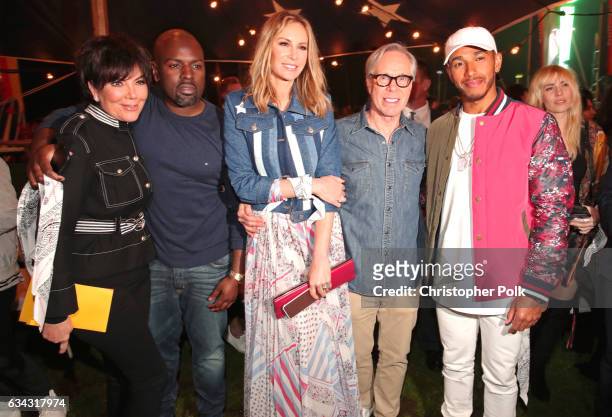 Personality Kris Jenner, Corey Gamble, Dee Ocleppo, fashion designer Tommy Hilfiger and Formula One racing driver Leiws Hamilton attend the TommyLand...