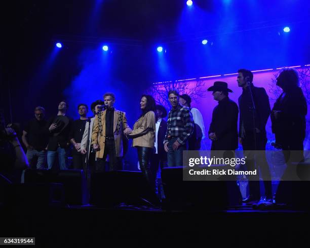 Randy Travis leads the grand finale at 1 Night. 1 Place. 1 Time: A Heroes & Friends Tribute to Randy Travis at Bridgestone Arena on February 8, 2017...